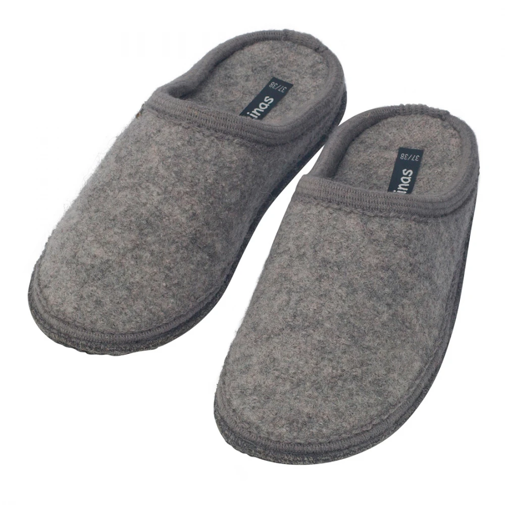 Slippers in pure boiled wool GRAY